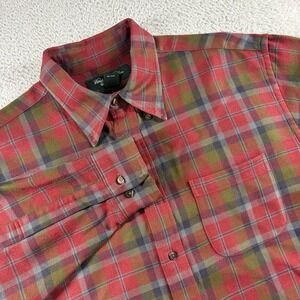 Brooks Brothers Country Club Saxon Wool Blend Shirt Mens Large Flannel Red